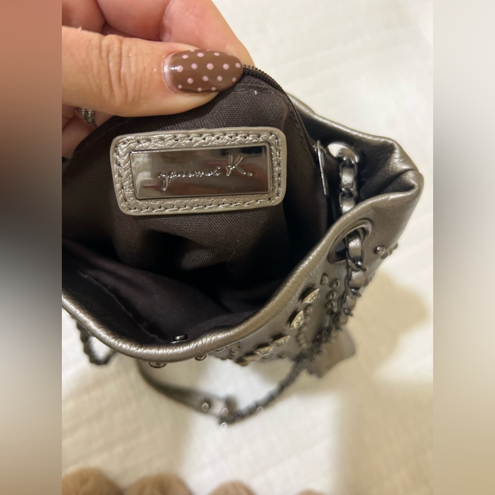 Vintage Yaumi K vegan leather crossbody handbag with crystals - Picture 8 of 14